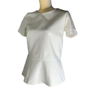 J Crew Womens Ivory Flare CrissCross Business Casual Size Small Short Sleeve Top